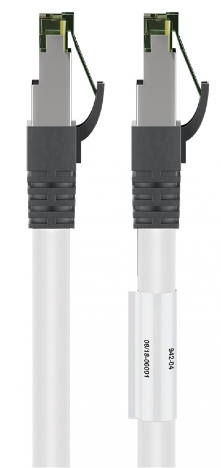 Goobay CAT 8.1 Patchkabel, S/FTP (PiMF), wit 99,9% zuurstofvrije koperen geleider (OFC), AWG 24, halogeenvrije kabelmantel (LSZH), 0.5 m