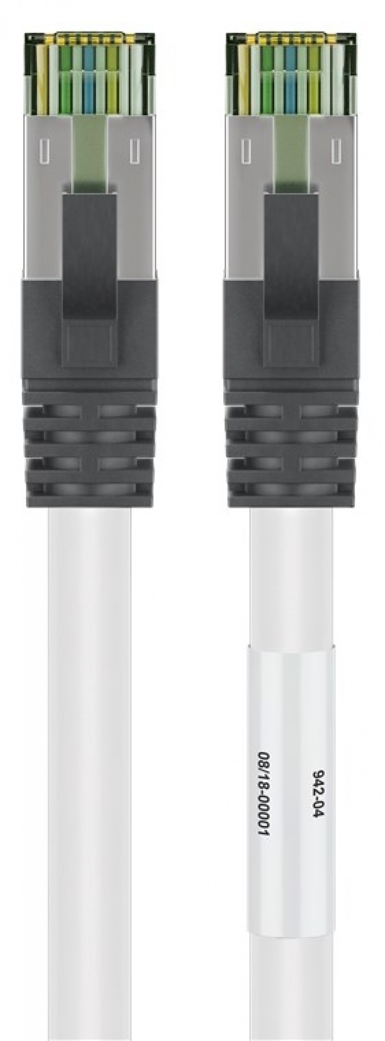 Goobay RJ45 (CAT 6A, 500 MHz) patchkabel met CAT 8.1 S/FTP raw kabel, wit 99,9% zuurstofvrije koperen geleider (OFC), AWG 24, halogeenvrije kabelmantel (LSZH), 7.5 m