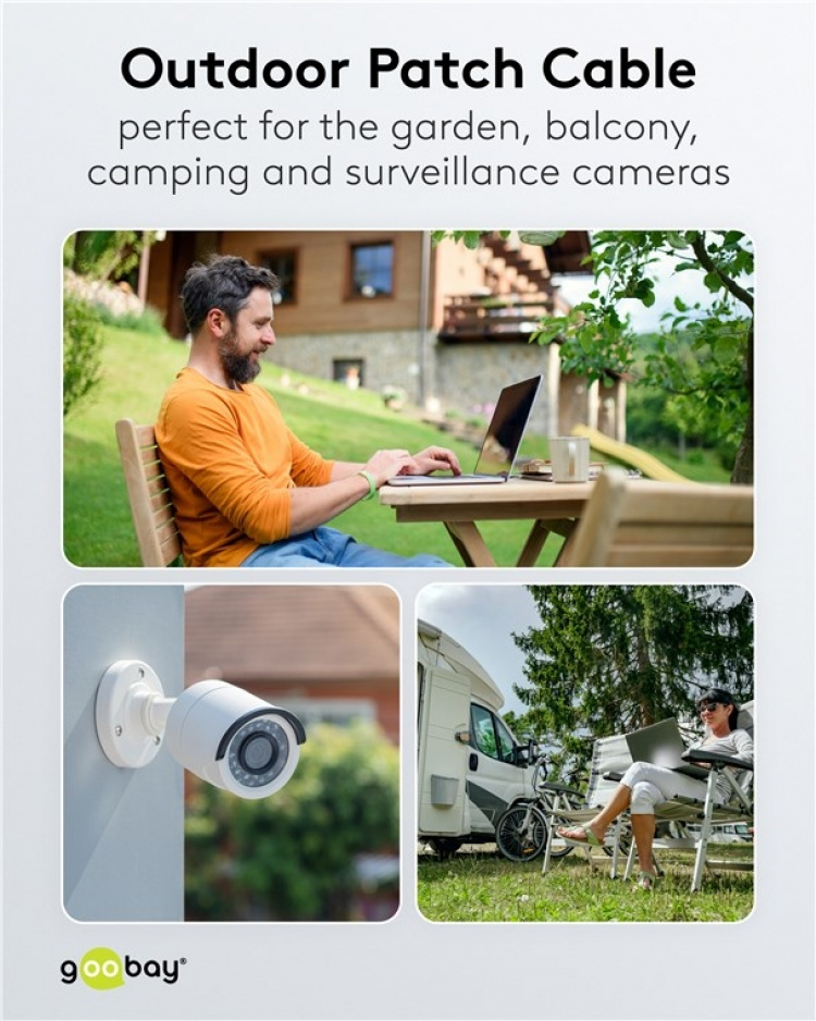 Goobay CAT 6 netwerkkabel voor buitengebruik, U/UTP, zwart koperen geleider (CU), dubbele buitenmantel (PE), 20 m Goobay CAT 6 netwerkkabel voor buitengebruik, U/UTP, zwart koperen geleider (CU), dubbele buitenmantel (PE), 20 m