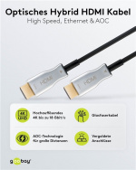 Goobay Optische hybride hoge-snelheid HDMI™-kabel met Ethernet (AOC) Hoge-snelheidskabel, 4K @ 60 Hz, voor lange transmissieafstanden, 80 m Goobay Optische hybride hoge-snelheid HDMI™-kabel met Ethernet (AOC) Hoge-snelheidskabel, 4K @ 60 Hz, voor lange transmissieafstanden, 80 m