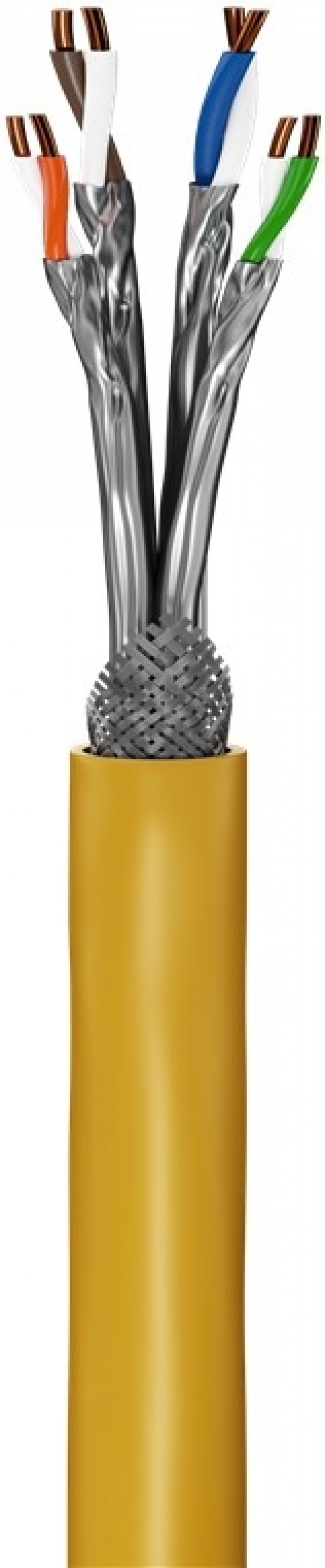 Goobay GHMT-gecertificeerd CAT 8.1 installatiekabel, S/FTP (PiMF), geel koperen geleider (CU), AWG 22/1 (solid), halogeenvrij (LSZH), 25 m Goobay GHMT-gecertificeerd CAT 8.1 installatiekabel, S/FTP (PiMF), geel koperen geleider (CU), AWG 22/1 (solid), halogeenvrij (LSZH), 25 m