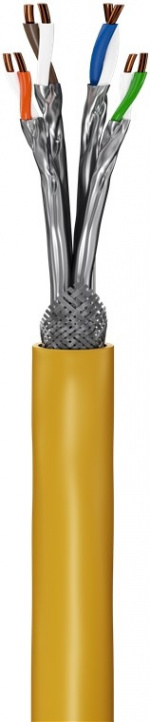 Goobay GHMT-gecertificeerd CAT 8.1 installatiekabel, S/FTP (PiMF), geel koperen geleider (CU), AWG 22/1 (solid), halogeenvrij (LSZH), 50 m