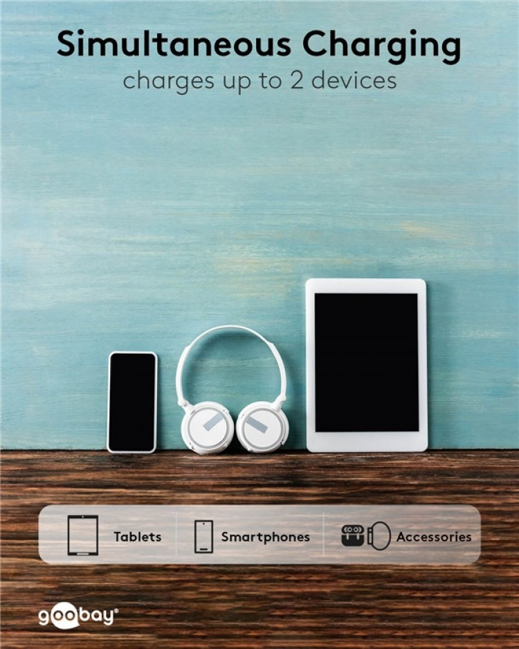 Goobay Powerbank compact 5.000 mAh handig en ruimtebesparend ontwerp met 5.000 mAh, perfect voor op reis