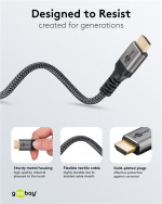 Goobay High Speed HDMI™-kabel met Ethernet, 0,5 m, Sharkskin Grey HDMI ™-connector (Type A) > HDMI ™-connector (Type A) Goobay High Speed HDMI™-kabel met Ethernet, 0,5 m, Sharkskin Grey HDMI ™-connector (Type A) > HDMI ™-connector (Type A)