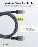 Goobay High Speed HDMI™-kabel met Ethernet, 0,5 m, Sharkskin Grey HDMI ™-connector (Type A) > HDMI ™-connector (Type A) Goobay High Speed HDMI™-kabel met Ethernet, 0,5 m, Sharkskin Grey HDMI ™-connector (Type A) > HDMI ™-connector (Type A)