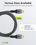 Goobay High Speed HDMI™-kabel met Ethernet, 1 m, Sharkskin Grey HDMI ™-connector (Type A) > HDMI ™-connector (Type A) Goobay High Speed HDMI™-kabel met Ethernet, 1 m, Sharkskin Grey HDMI ™-connector (Type A) > HDMI ™-connector (Type A)