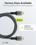 Goobay High Speed HDMI™-kabel met Ethernet, 10 m, Sharkskin Grey HDMI ™-connector (Type A) > HDMI ™-connector (Type A) Goobay High Speed HDMI™-kabel met Ethernet, 10 m, Sharkskin Grey HDMI ™-connector (Type A) > HDMI ™-connector (Type A)