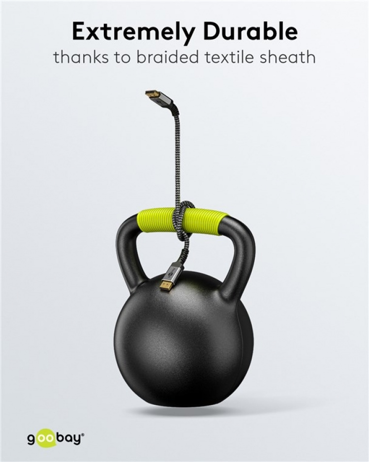 Goobay DisplayPort-kabel, DP 1.4, m, Sharkskin Grey DisplayPort™-connector > DisplayPort™-connector Goobay DisplayPort-kabel, DP 1.4, m, Sharkskin Grey DisplayPort™-connector > DisplayPort™-connector