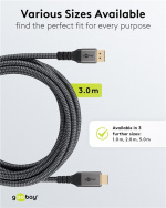 Goobay DisplayPort™ naar HDMI™ kabel, 3 m, Sharkskin Grey DisplayPort™-connector > HDMI ™-connector (Type A)