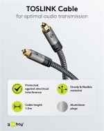 Goobay TOSLINK-kabel, m, Sharkskin Grey Toslink-stekker > Toslink-stekker Goobay TOSLINK-kabel, m, Sharkskin Grey Toslink-stekker > Toslink-stekker