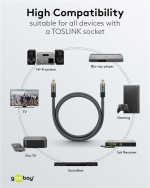 Goobay TOSLINK-kabel, m, Sharkskin Grey Toslink-stekker > Toslink-stekker Goobay TOSLINK-kabel, m, Sharkskin Grey Toslink-stekker > Toslink-stekker