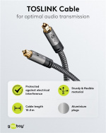 Goobay TOSLINK-kabel, m, Sharkskin Grey Toslink-stekker > Toslink-stekker