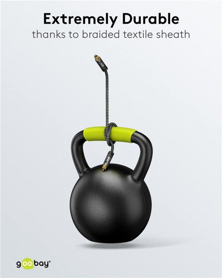 Goobay TOSLINK-kabel, m, Sharkskin Grey Toslink-stekker > Toslink-stekker