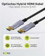 Goobay Optische hybride Ultra High Speed HDMI™-kabel met Ethernet (AOC) hogesnelheidskabel, 8K @ 60 Hz/ 4K @ 120 Hz, voor lange transmissieafstanden, 70 m Goobay Optische hybride Ultra High Speed HDMI™-kabel met Ethernet (AOC) hogesnelheidskabel, 8K @ 60 Hz/ 4K @ 120 Hz, voor lange transmissieafstanden, 70 m