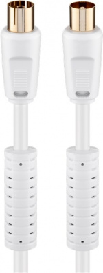 Goobay Antennekabel met ferriet (80 dB), dubbel afgeschermd verguld, coax-stekker > coax-contrastekker (volledig afgeschermd), 1.5 m
