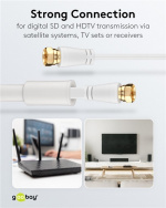 Goobay Platte SAT-antennekabel (80 dB), dubbel afgeschermd, weerbestendig verguld, F-stekker > F-stekker (volledig afgeschermd), 10 m