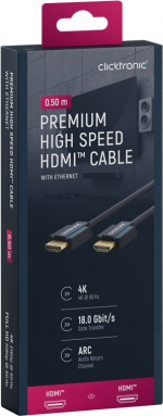 ClickTronic Premium High Speed HDMI™-kabel met Ethernet Premium kabel | 1x HDMI™ stekker 1x HDMI™ stekker | 0,5 m | UHD 4K @ 60 Hz ClickTronic Premium High Speed HDMI™-kabel met Ethernet Premium kabel | 1x HDMI™ stekker 1x HDMI™ stekker | 0,5 m | UHD 4K @ 60 Hz