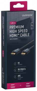ClickTronic Premium High Speed HDMI™-kabel met Ethernet Premium kabel | 1x HDMI™ stekker 1x HDMI™ stekker | 1,0 m | UHD 4K @ 60 Hz