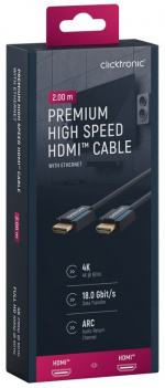 ClickTronic Premium High Speed HDMI™-kabel met Ethernet Premium kabel | 1x HDMI™ stekker 1x HDMI™ stekker | 2,0 m | UHD 4K @ 60 Hz ClickTronic Premium High Speed HDMI™-kabel met Ethernet Premium kabel | 1x HDMI™ stekker 1x HDMI™ stekker | 2,0 m | UHD 4K @ 60 Hz