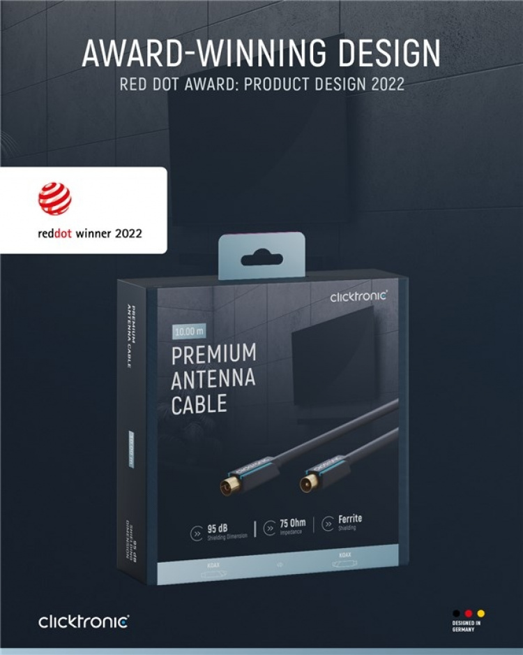 ClickTronic Koaxialkabel Premiumkabel | Koaxialkontakt Koaxialkoppling | 10,0 m | > 95 dB ClickTronic Koaxialkabel Premiumkabel | Koaxialkontakt Koaxialkoppling | 10,0 m | > 95 dB