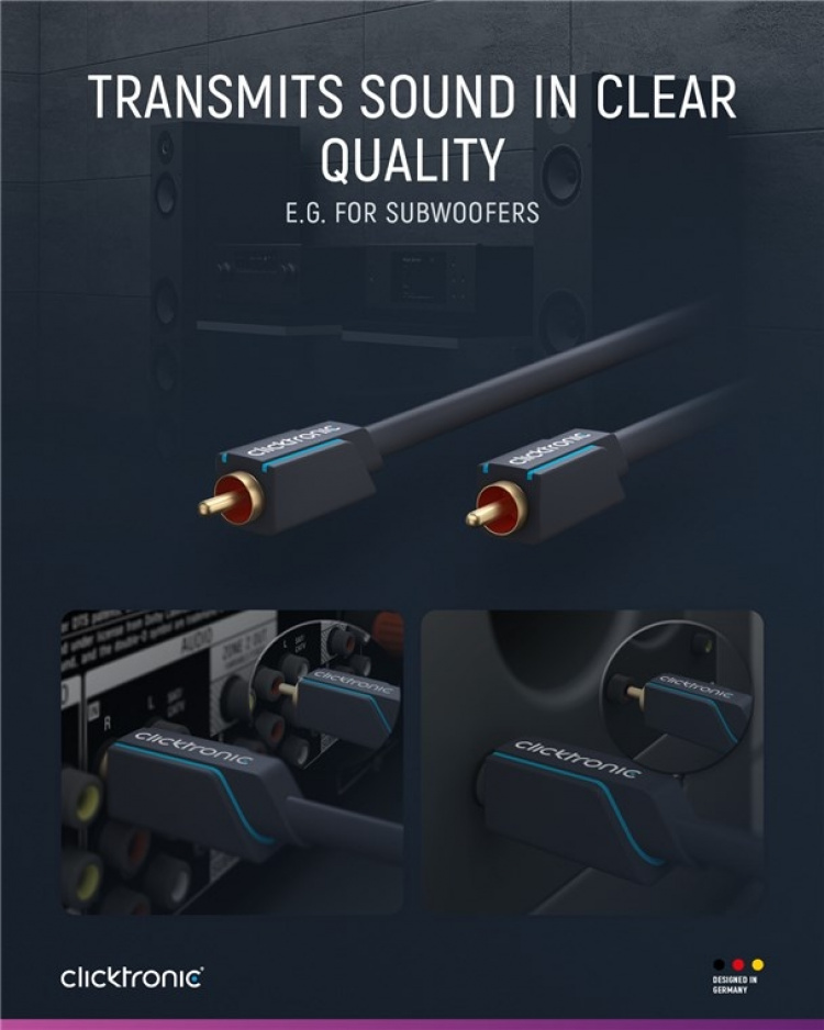ClickTronic RCA-kabel, mono Premiumkabel | 1x cinch plug 1x cinch plug | 2,0 m | OFC innerledare ClickTronic RCA-kabel, mono Premiumkabel | 1x cinch plug 1x cinch plug | 2,0 m | OFC innerledare