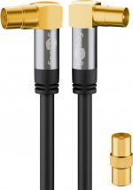 Goobay TV-antennekabel (135 dB), 4x afgeschermd verguld, coax-contrastekker 90° > coax-stekker 90°, 2 m
