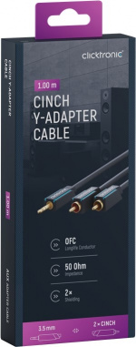 ClickTronic 3,5 mm AUX till RCA-adapterkabel, stereo Premiumkabel | 1x 3,5 mm jackkontakt 2x cinchkontakt | 1,0 m | OFC innerledare ClickTronic 3,5 mm AUX till RCA-adapterkabel, stereo Premiumkabel | 1x 3,5 mm jackkontakt 2x cinchkontakt | 1,0 m | OFC innerledare