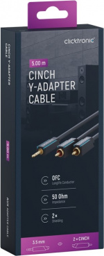 ClickTronic 3,5 mm AUX till RCA-adapterkabel, stereo Premiumkabel | 1x 3,5 mm jackkontakt 2x cinchkontakt | 5,0 m | OFC innerledare ClickTronic 3,5 mm AUX till RCA-adapterkabel, stereo Premiumkabel | 1x 3,5 mm jackkontakt 2x cinchkontakt | 5,0 m | OFC innerledare