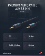 ClickTronic 3,5 mm AUX-kabel, stereo Premiumkabel | 1x 3,5 mm jackplugg 1x 3,5 mm jackplugg | 3,0 m | OFC innerledare ClickTronic 3,5 mm AUX-kabel, stereo Premiumkabel | 1x 3,5 mm jackplugg 1x 3,5 mm jackplugg | 3,0 m | OFC innerledare