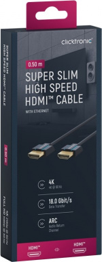 ClickTronic Ultra-Slim High Speed HDMI™-kabel met Ethernet Premium kabel | 1x HDMI™ stekker 1x HDMI™ stekker | 0,5 m | UHD 4K @ 60 Hz ClickTronic Ultra-Slim High Speed HDMI™-kabel met Ethernet Premium kabel | 1x HDMI™ stekker 1x HDMI™ stekker | 0,5 m | UHD 4K @ 60 Hz