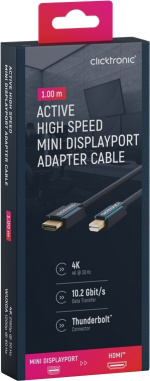 ClickTronic Actieve mini DisplayPort™ naar HDMI™-adapterkabel premium kabel | 1x mini DisplayPort™ stekker >> 1x HDMI™ stekker | 1,0 m | UHD 4K @ 30 Hz