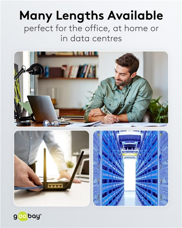 Goobay CAT 6 netwerkkabel slim, U/UTP, grijs koperen geleider (CU), 20 m