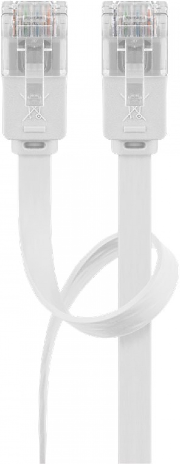 Goobay Platte CAT 6 netwerkkabel, U/UTP, wit koperen geleider (CU), 2 m