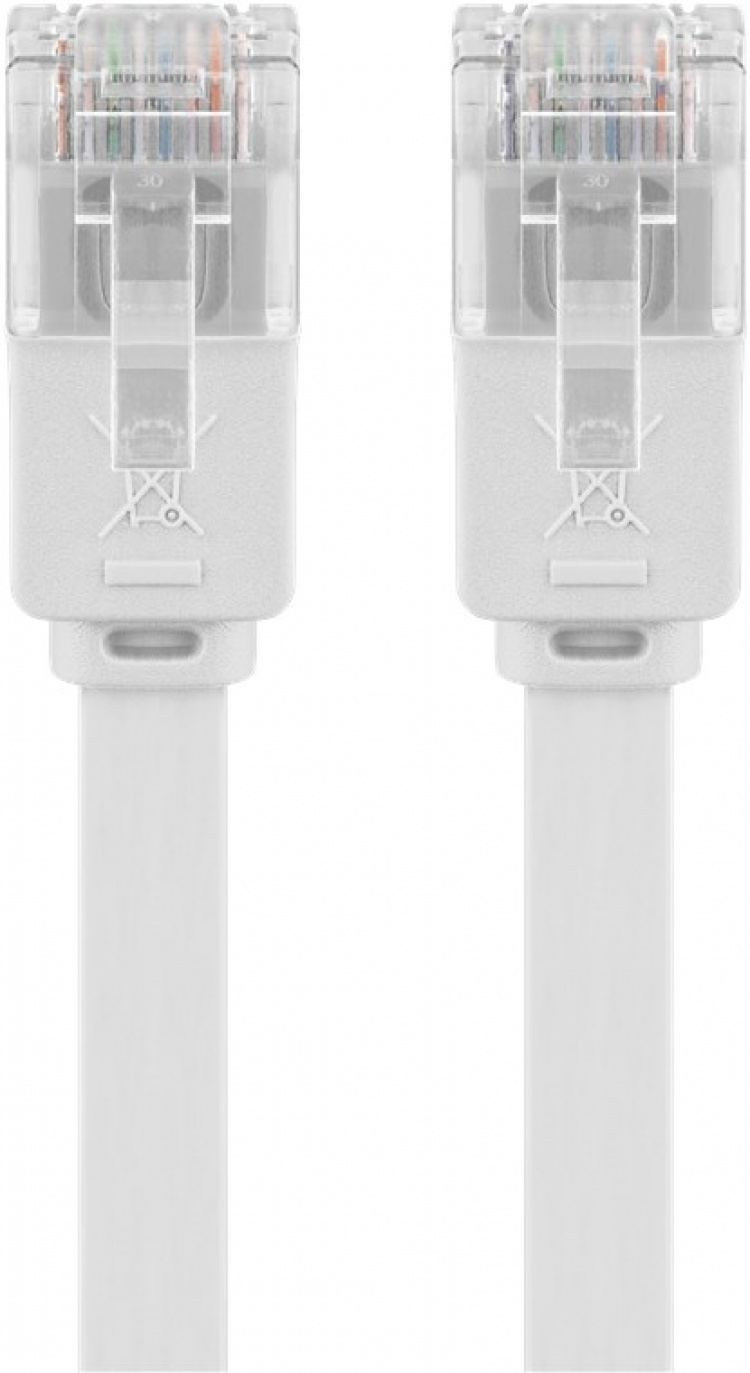 Goobay Platte CAT 6 netwerkkabel, U/UTP, wit koperen geleider (CU), 5 m