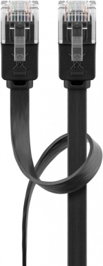Goobay Platte CAT 6 netwerkkabel, U/UTP, zwart koperen geleider (CU), 0.5 m
