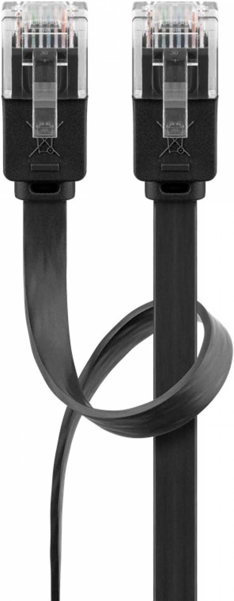 Goobay Platte CAT 6 netwerkkabel, U/UTP, zwart koperen geleider (CU), 1.5 m