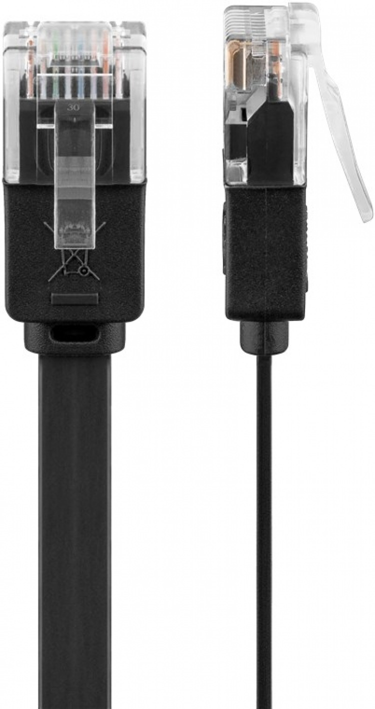 Goobay Platte CAT 6 netwerkkabel, U/UTP, zwart koperen geleider (CU), 15 m