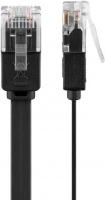 Goobay Platte CAT 6 netwerkkabel, U/UTP, zwart koperen geleider (CU), 3 m