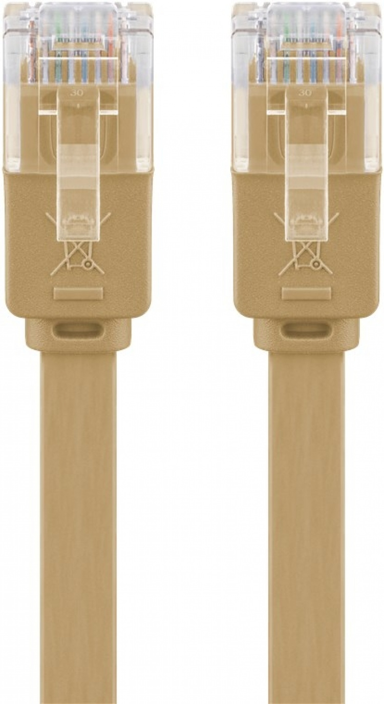 Goobay Platte CAT 6 netwerkkabel, U/UTP, lichtbruin koperen geleider (CU), 2 m