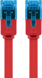 Goobay Platte CAT 6A netwerkkabel, U/UTP, rood koperen geleider (CU), 0.5 m