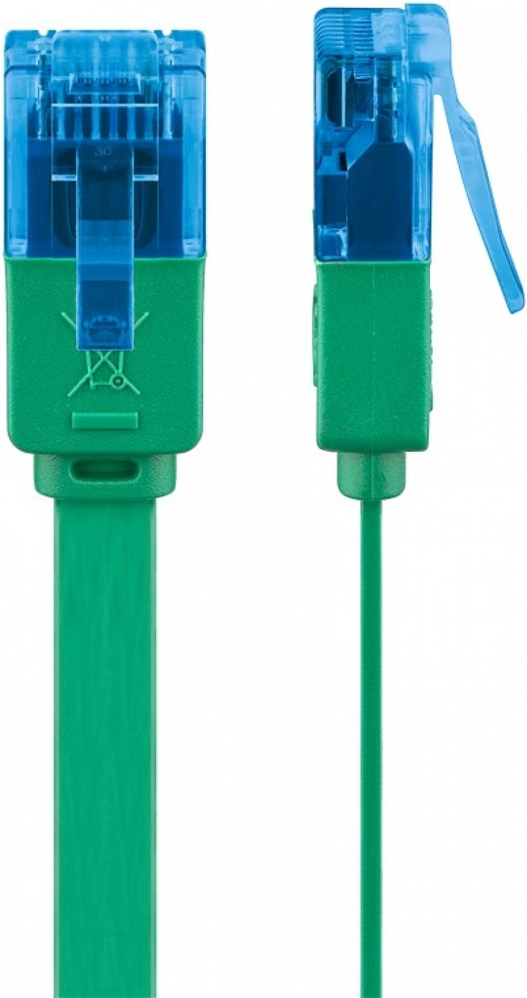 Goobay Platte CAT 6A netwerkkabel, U/UTP, groen koperen geleider (CU), 1 m Goobay Platte CAT 6A netwerkkabel, U/UTP, groen koperen geleider (CU), 1 m