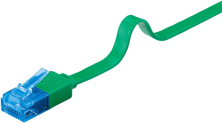 Goobay Platte CAT 6A netwerkkabel, U/UTP, groen koperen geleider (CU), 1 m Goobay Platte CAT 6A netwerkkabel, U/UTP, groen koperen geleider (CU), 1 m