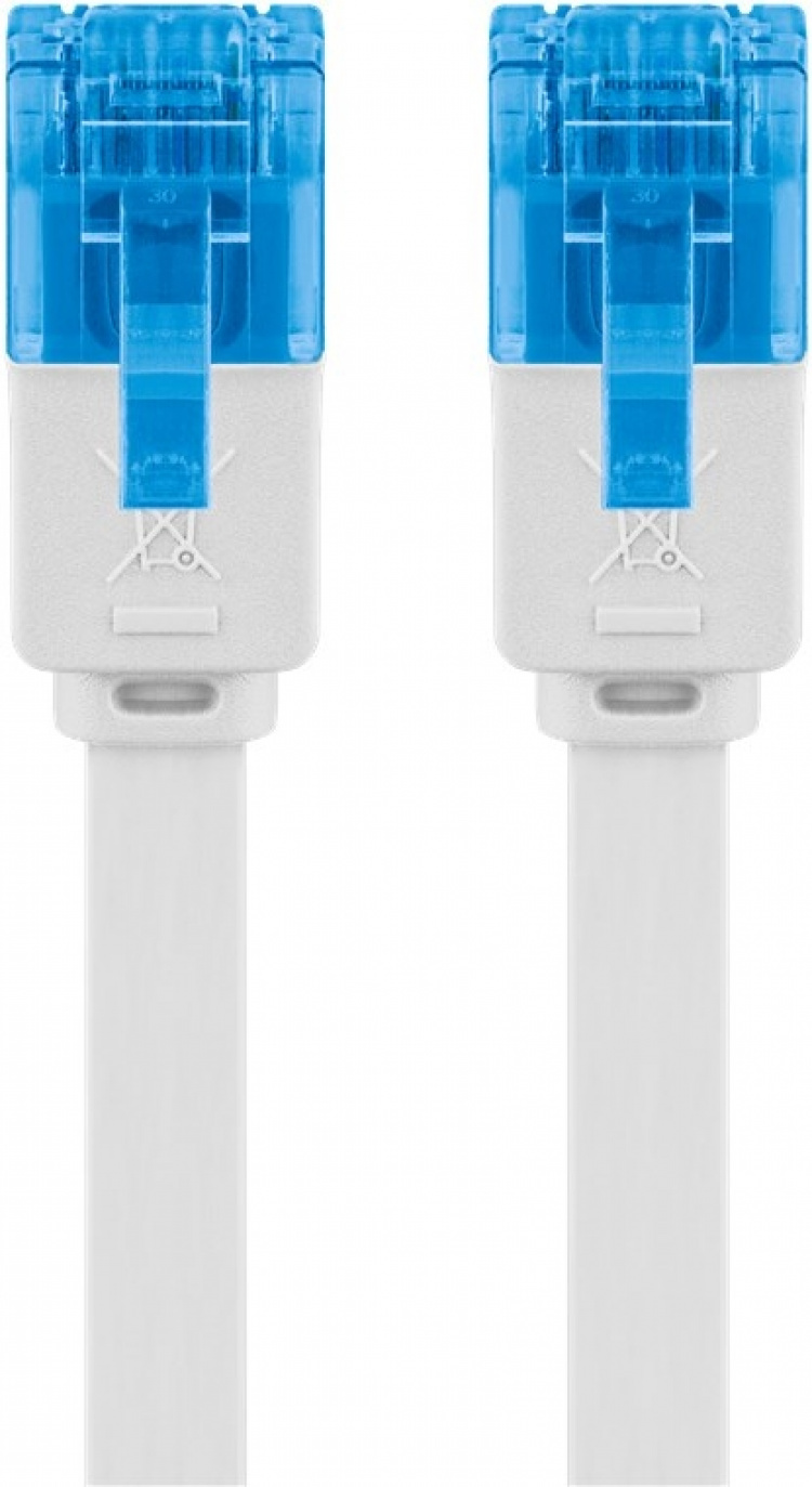 Goobay Platte CAT 6A netwerkkabel, U/UTP, wit koperen geleider (CU), 1 m