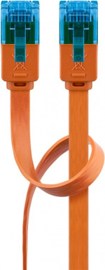 Goobay Platte CAT 6A netwerkkabel, U/UTP, oranje koperen geleider (CU), 2 m Goobay Platte CAT 6A netwerkkabel, U/UTP, oranje koperen geleider (CU), 2 m