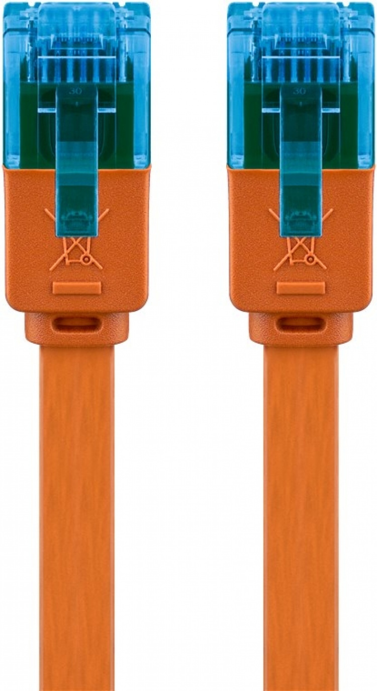 Goobay Platte CAT 6A netwerkkabel, U/UTP, oranje koperen geleider (CU), 2 m Goobay Platte CAT 6A netwerkkabel, U/UTP, oranje koperen geleider (CU), 2 m