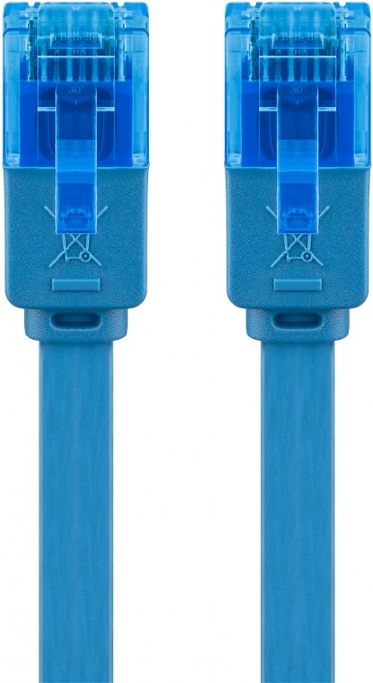 Goobay Platte CAT 6A netwerkkabel, U/UTP, blauw koperen geleider (CU), 3 m Goobay Platte CAT 6A netwerkkabel, U/UTP, blauw koperen geleider (CU), 3 m