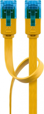 Goobay Platte CAT 6A netwerkkabel, U/UTP, geel koperen geleider (CU), 3 m Goobay Platte CAT 6A netwerkkabel, U/UTP, geel koperen geleider (CU), 3 m