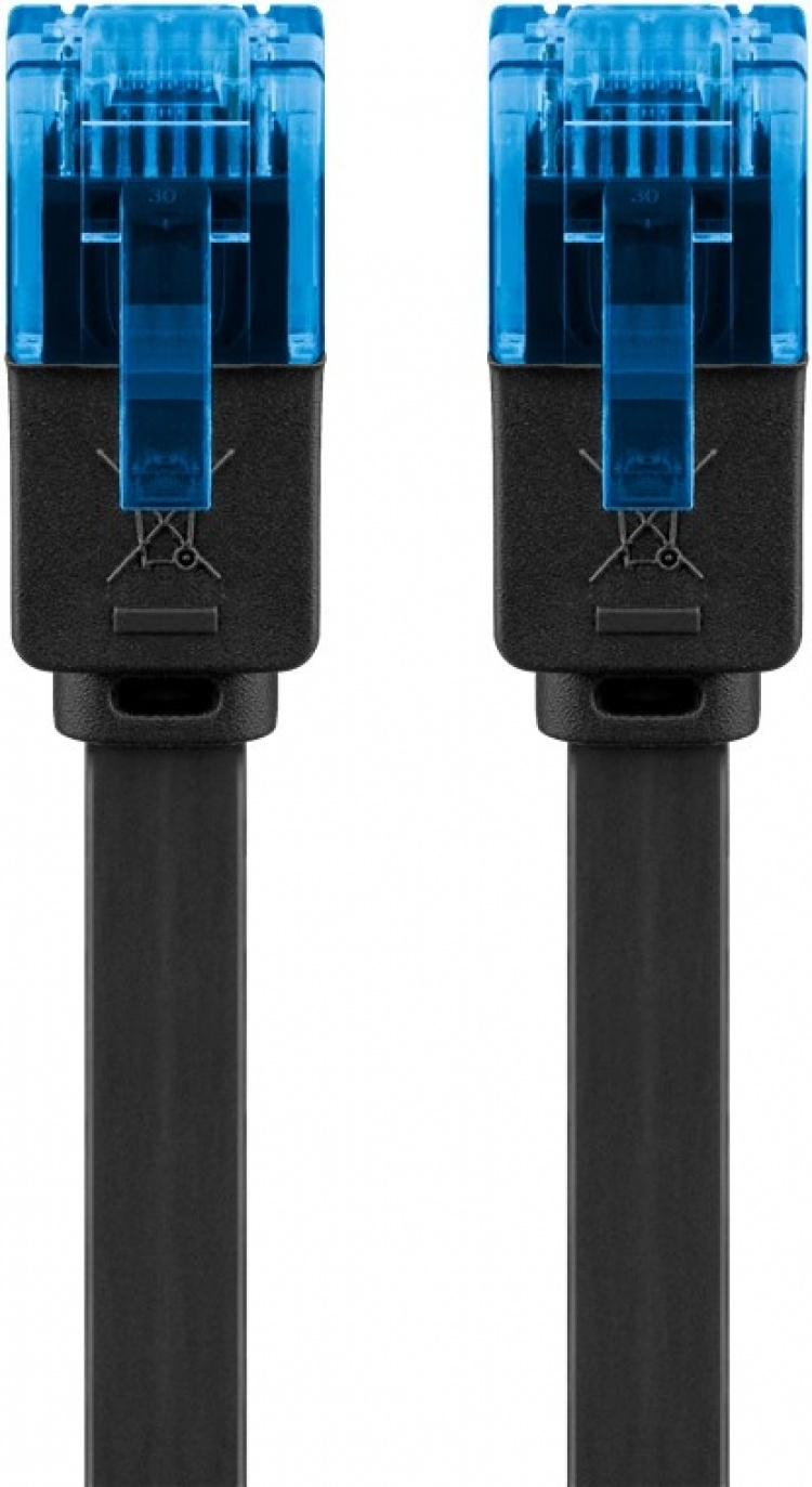 Goobay Platte CAT 6A netwerkkabel, U/UTP, zwart koperen geleider (CU), 5 m
