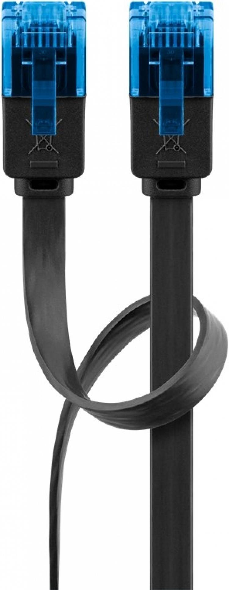 Goobay Platte CAT 6A netwerkkabel, U/UTP, zwart koperen geleider (CU), 15 m