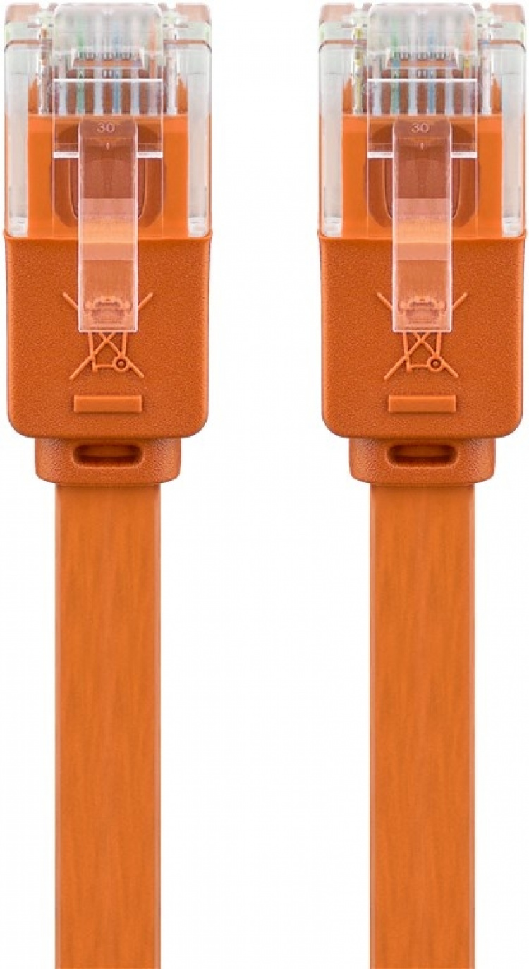 Goobay Platte CAT 6 netwerkkabel, U/UTP, oranje koperen geleider (CU), 1.5 m